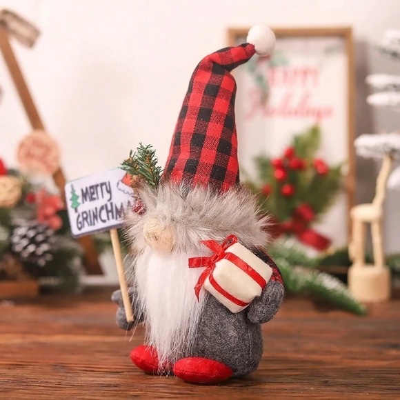 NWT- Set of 2- Buffalo Check- Merry Grinchmas & JOY- Holiday Gnomes Decorations - Picture 7 of 12